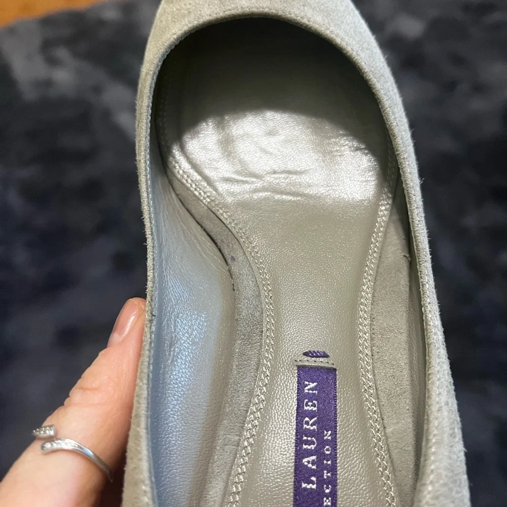 Ralph Lauren Collection Purple Label suede  heel pumps gray 9 1/2 B